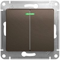 Выключатель с подсветкой без рамки Systeme Electric Glossa 2-кл. шоколад картинка